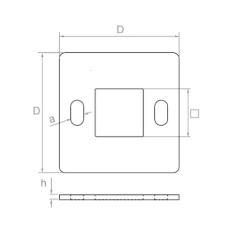 Strofix 2-bolt base plate side view showing 4 mm thickness and welding interface for 40x40 post