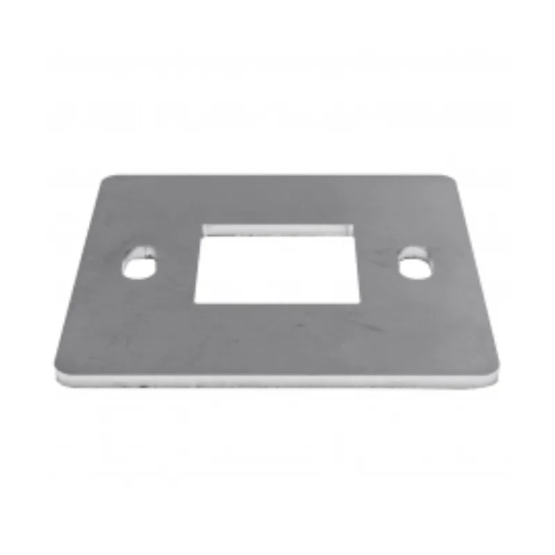 Strofix AISI 304 lightweight 2-bolt base plate h 4 mm for 40x40 mm post, top view showing bolt hole positions