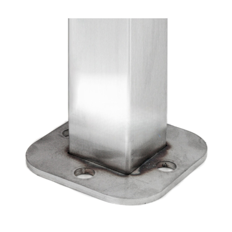Strofix 85x85 square base plate top view showing bolt hole positions for 40x40 mm post