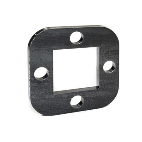 Strofix 85x85 S235 base plate side view showing 5 mm thickness and welding interface