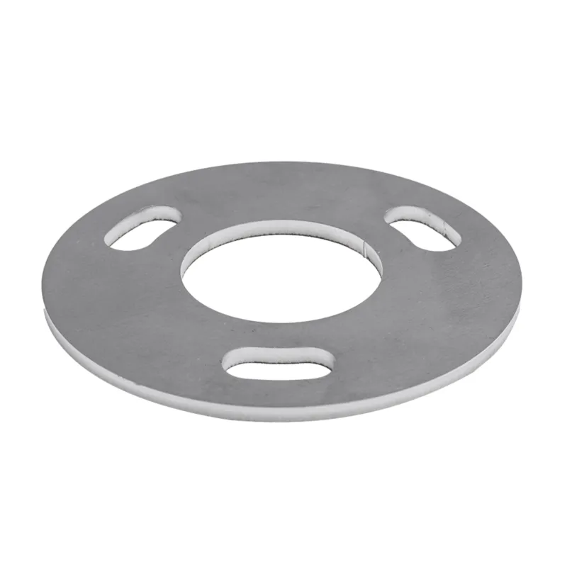 Strofix AISI 304 round base plate D80 h 4 mm for Ø42.4 mm post tube, top view showing 2-3 bolt hole options