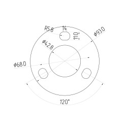 Strofix base plate D93 bottom fastening showing round plate for Ø42.4 mm post tube