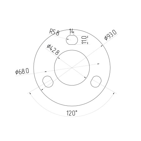 Strofix base plate D93 bottom fastening showing round plate for Ø42.4 mm post tube