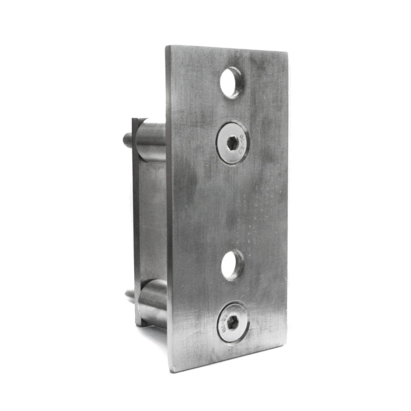 Strofix side fastening 120x60 square post side view showing welding interface and bolt holes