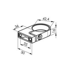 Strofix upright assembly clamp 42.4 showing flat-mount base and clamping body for round post