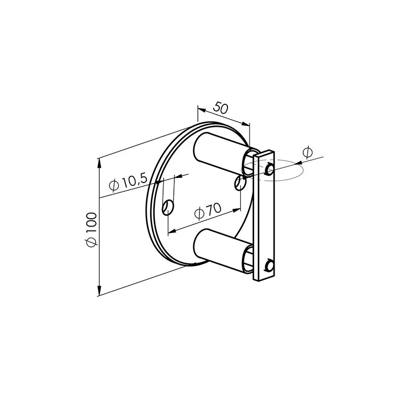 Strofix side fastening D100 polished round plate showing mirror finish and circular footprint