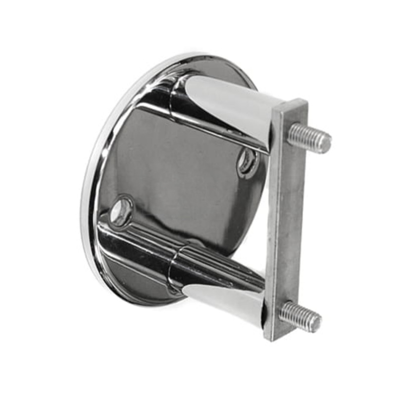 Strofix side mounting of the post 42.4 mm 100 mm polished, AISI 304 side fastening with round D100 plate