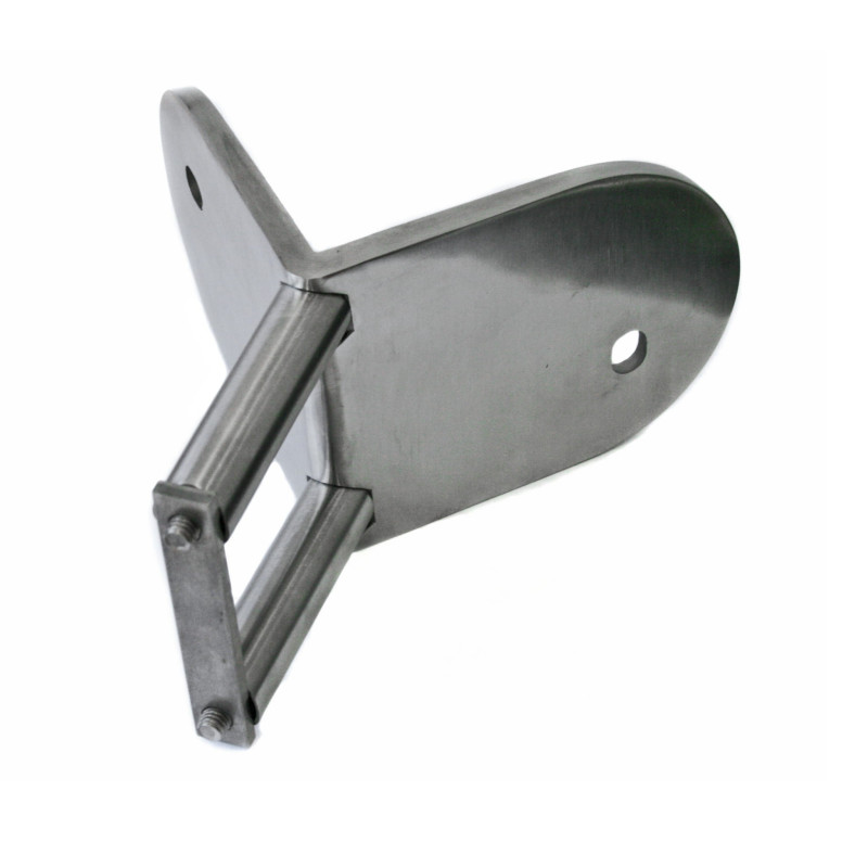 Strofix external corner side mounting of the post 42.4 mm satin, AISI 304 angled corner side fastening for a Ø42.4 mm