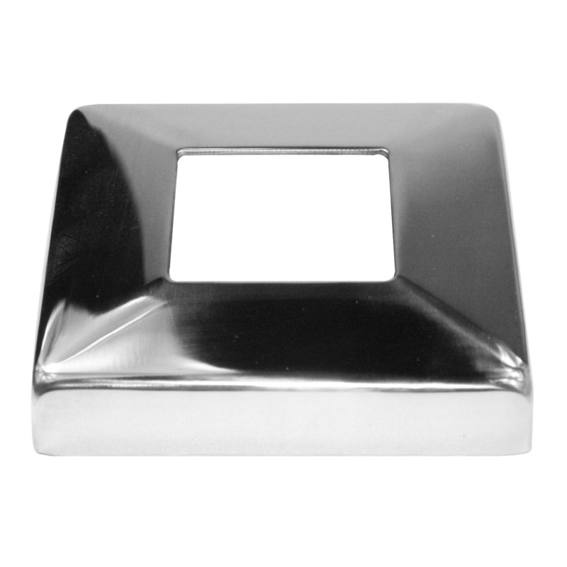 Strofix base cover for 40x40 mm square post, 90x90 mm polished H21, AISI 304 square decorative cover