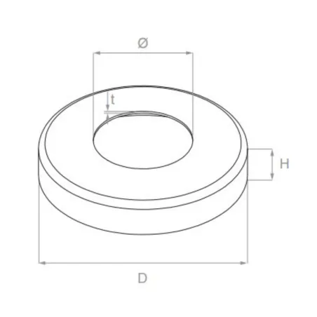 Strofix AISI 316 apaļā nosegvāka Ø105 mm sānskats ar redzamu 18 mm augstumu un slīpētu virsmu