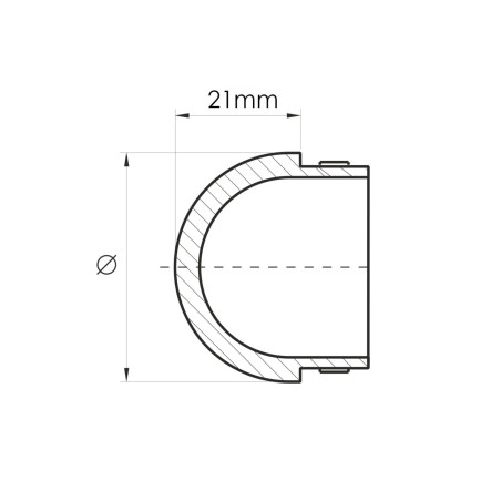Ellipsoid End Cap Ø42.4/48.3 mm Press-Fit | Strofix