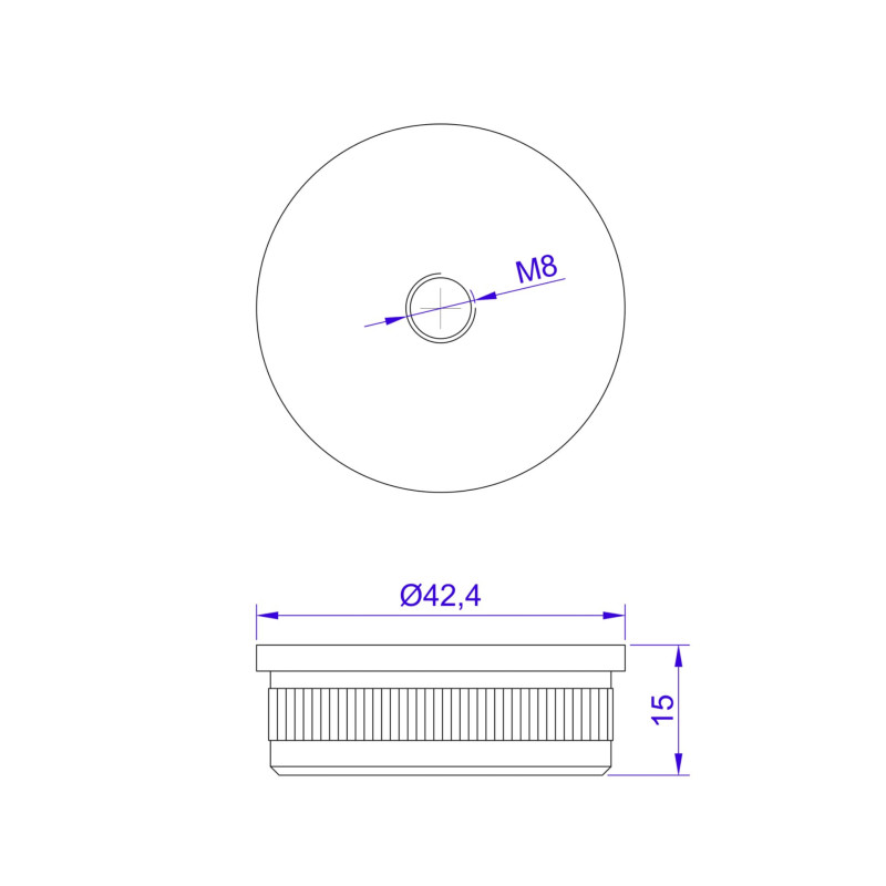 Flat End Cap Press-Fit Ø42.4 mm H 3 mm | Strofix