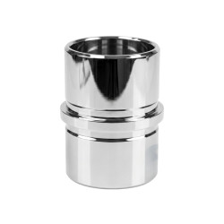 Strofix AISI 304 inline fitting coupler for Ø42.4 mm round tube, showing ultra-thin profile