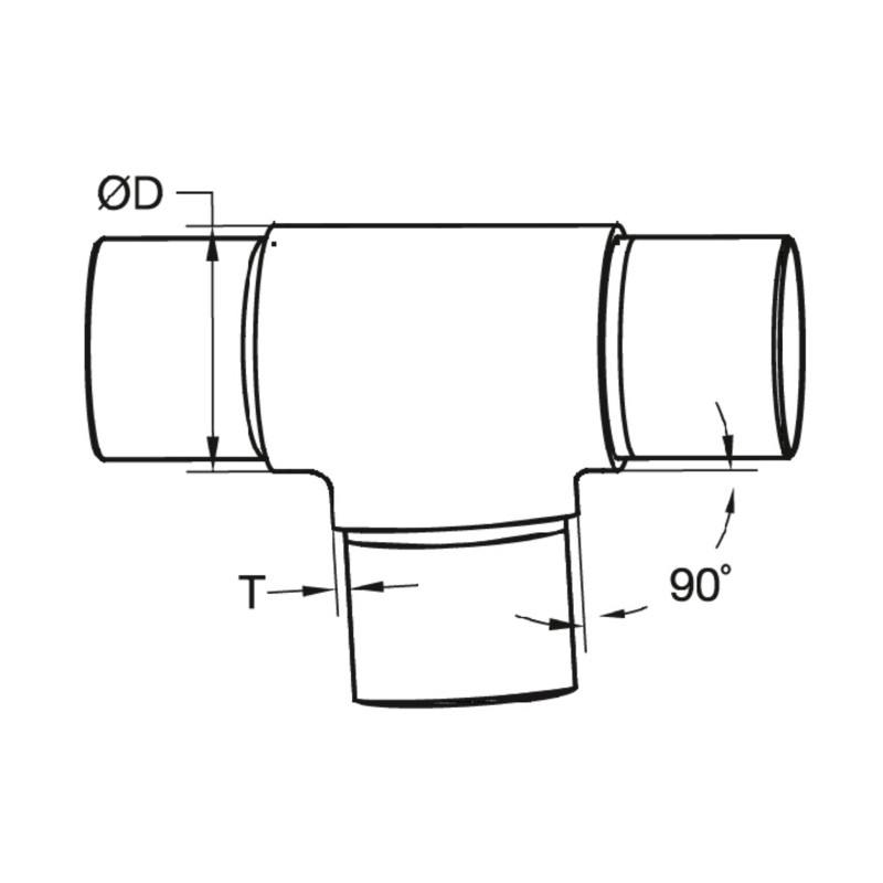 Strofix AISI 304 satin fitting tee T for Ø42.4 mm tube