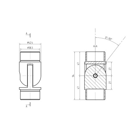 Regulējams savienojums Ø42,4 mm 90°-180° H27 | Strofix