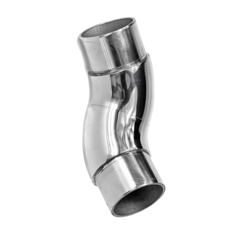 AISI 304 mirror adjustable flush elbow for Ø42.4 mm railing tube, showing smooth joint profile