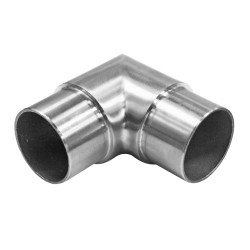 Strofix AISI 304 satin flush angle 90° for Ø42.4 round tube, showing smooth right-angle joint