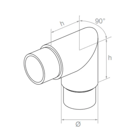 Strofix flush angle 90° side view showing 35 mm height and fixed right-angle profile