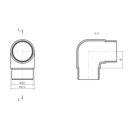 Flush Angle 90° Ø42.4 mm Low-Profile H30 | Strofix