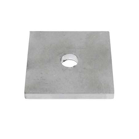Strofix weld end cap 40x40 hole ø12 raw showing flat plate and central hole for square tube end