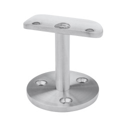 Strofix handrail wall support 60mm 42.4, satin AISI 304, three-screw ø60 mm base with curved saddle for round ø42.4 mm pipe