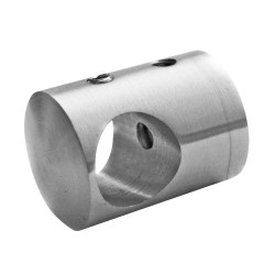 Strofix flat crossbar holder for Ø12 mm rod, satin AISI 304, flat-mount through-hole holder with Ø12 mm crossbar bore