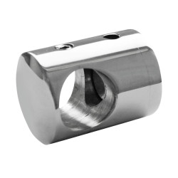 Strofix flat crossbar holder for Ø12 mm rod, polished AISI 304, flat-mount through-hole holder with Ø12 mm crossbar bore