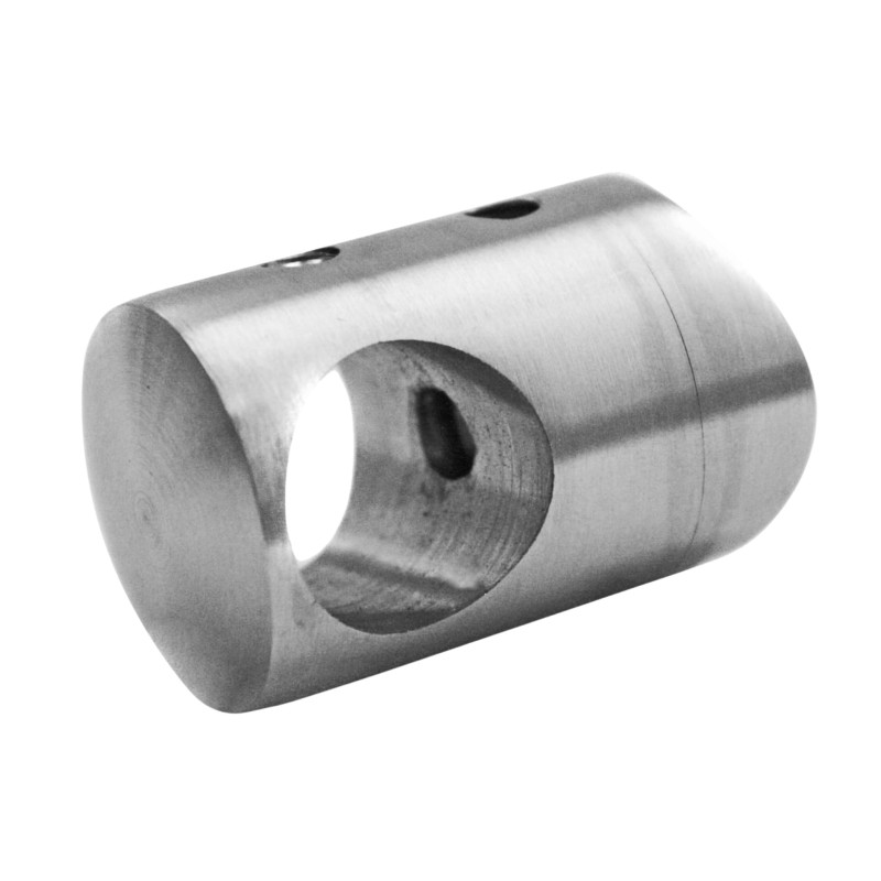 Strofix tube-mount crossbar holder for Ø12 mm rod on Ø42.4 mm round post, satin AISI 304 316, saddle base seating