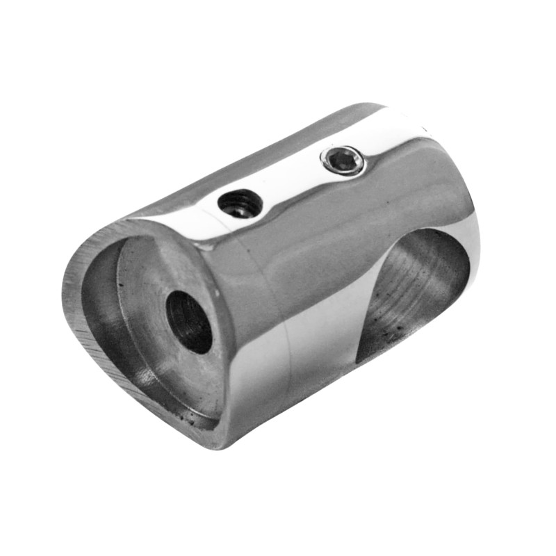 Strofix AISI 304 polished crossbar holder for round Ø42.4 mm post tube front view showing mirror finish