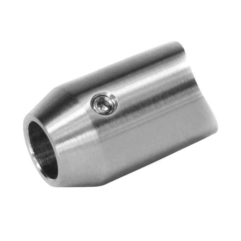 Strofix tube-mount front handle crossbar holder for Ø12 mm rod on Ø42.4 mm round post, satin AISI 304