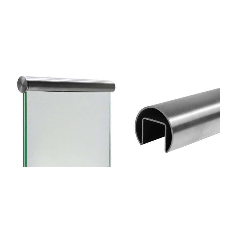 Handrail 42,4 placed on glass, Satin, 2500-5000mm