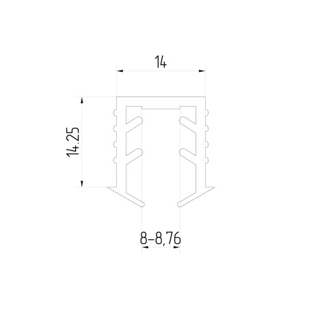 Profile for glass 8mm SET, Satin, 2500mm