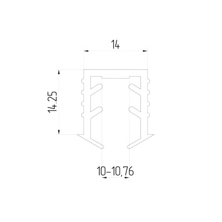 Profile for glass 10mm SET, Satin, 2500mm