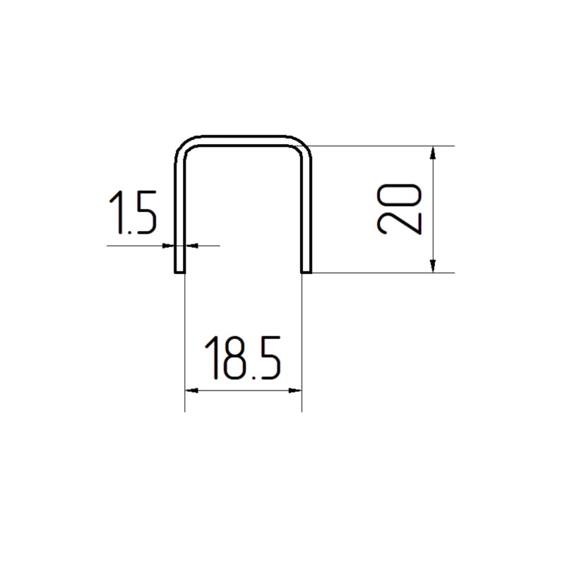 Profile for glass 17,52mm, Satin, 2500mm