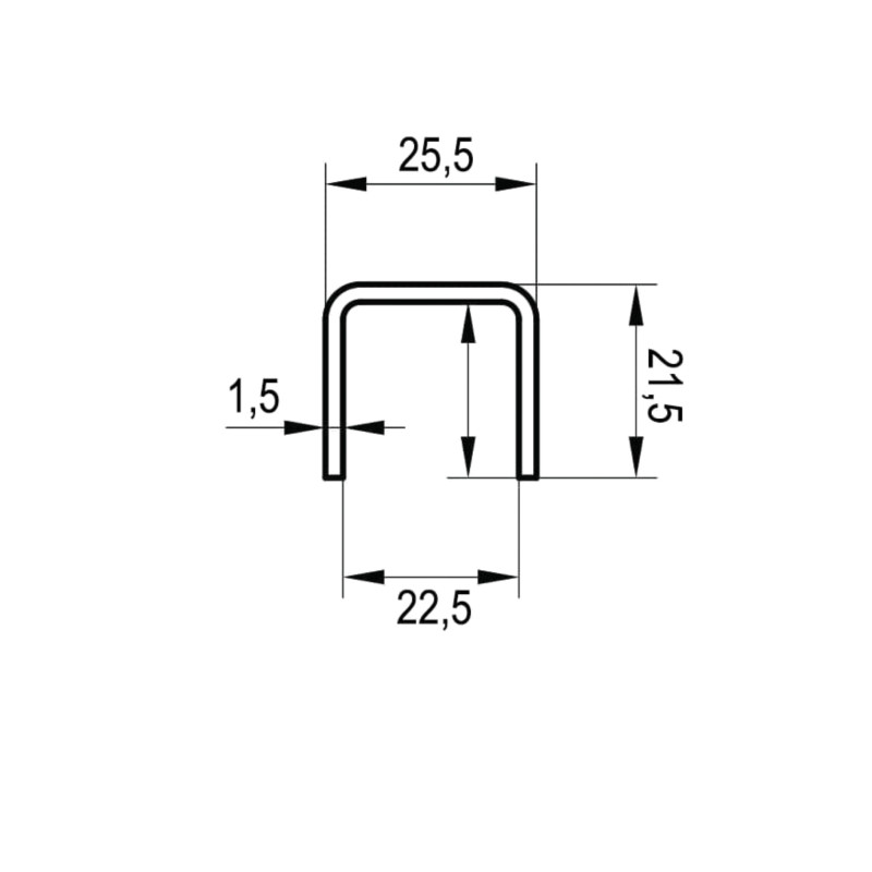 Profils sēdināms uz stikla 21,52mm, slīpēts, 2500mm
