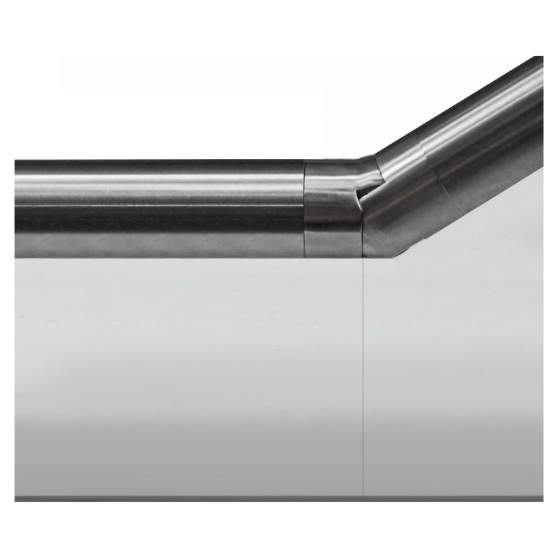 Strofix adjustable flush elbow for Ø42.4 mm slot handrail, satin AISI 304, bottom version adjustable 0 to 70 degrees