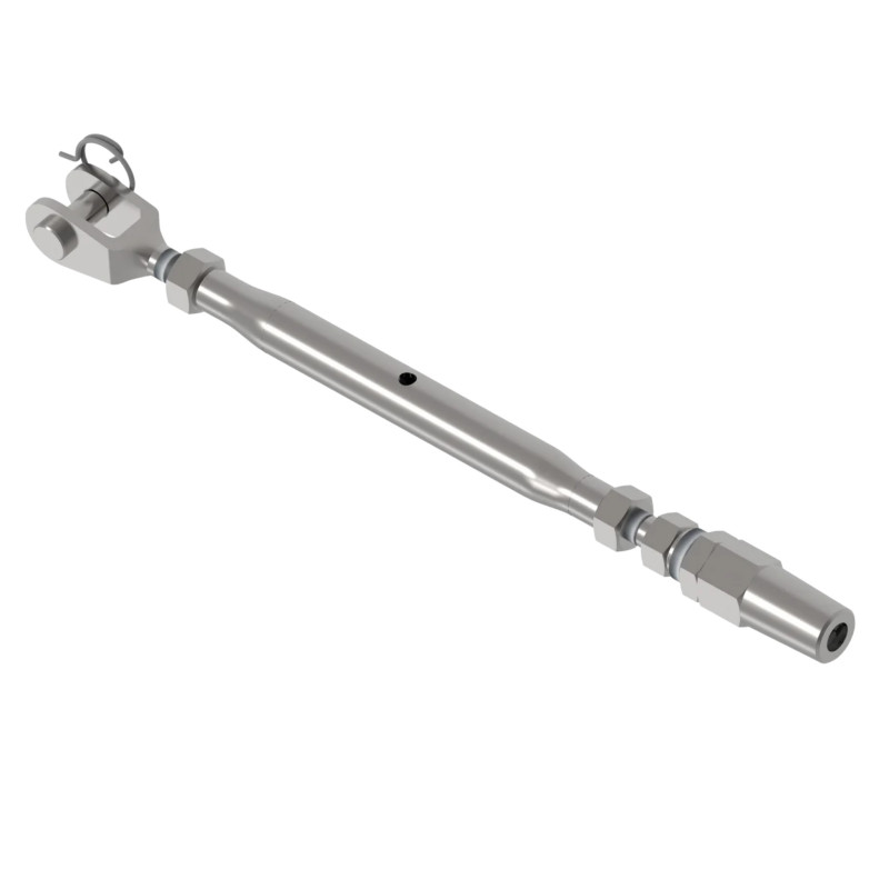 Strofix adjustable 150-210 mm wire rope holder for Ø3 mm cable, satin AISI 316, M6 screw