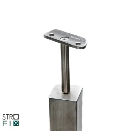 Strofix slīpēts nerūsējošā tērauda reliņu margu stabiņš uz 108x108 mm līdzenas virsmas pamatnes