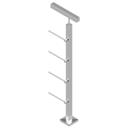 Rod railing system for a flat surface, End Left - Flat