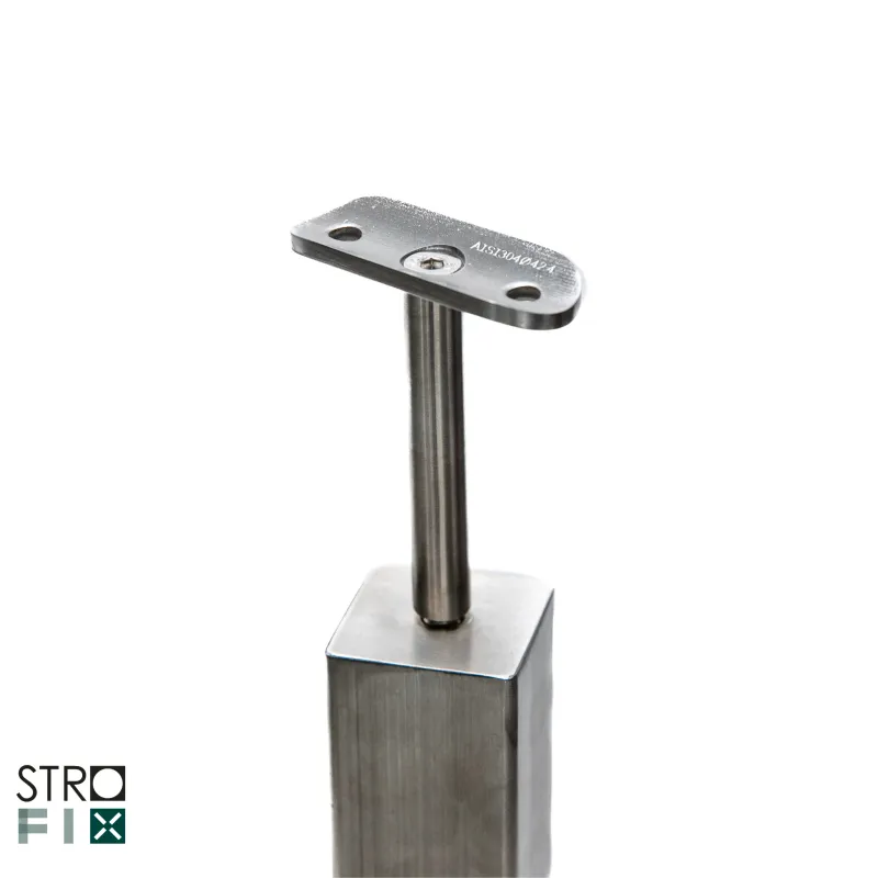 Strofix slīpēts nerūsējošā tērauda reliņu margu stabiņš uz 108x108 mm līdzenas virsmas pamatnes