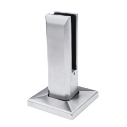 Strofix square base glass clamp side view showing 182 mm height and glass channel for 12-17.52 mm panels