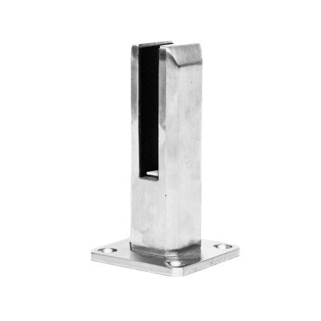 Strofix AISI 304 slīpēts kantains stikla margu balsts 50x50 mm bezrāmja stikla balustrādēm, priekšskats