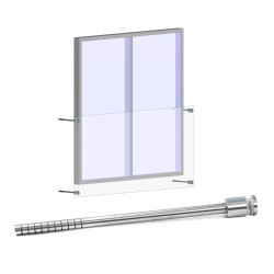Strofix glass adaptor D30 with Ø16 mm rod for French balcony, stainless-steel point fixing with anchor rod