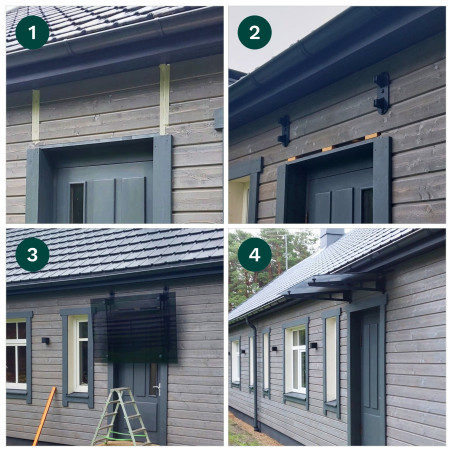 Glass Canopy on 2 Truss Brackets 1200-1300 | Strofix