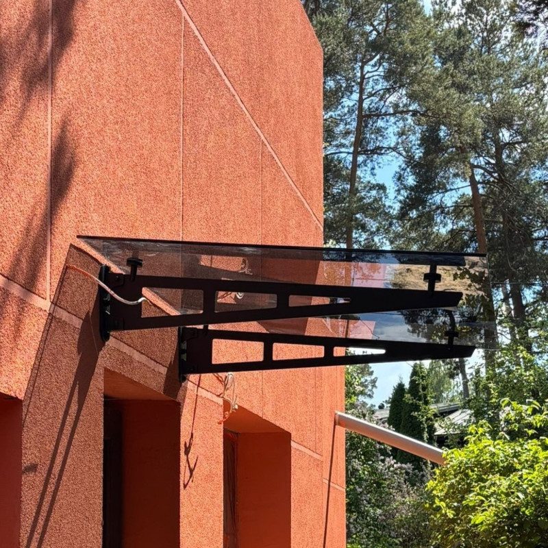 Glass Canopy on 2 Truss Brackets 1200-1300 | Strofix