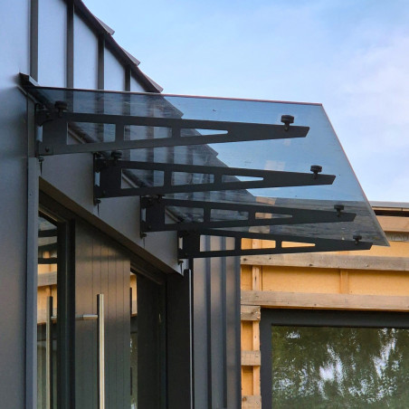 Glass Canopy on 2 Truss Brackets 1200-1300 | Strofix