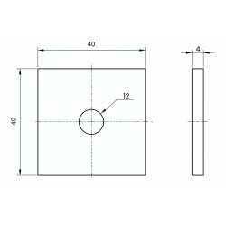 Weld End Cap 40x40x4 Hole Ø12 Raw AISI 304 | Strofix
