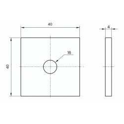 Weld End Cap 40x40x4 Hole Ø16 Raw AISI 304 | Strofix