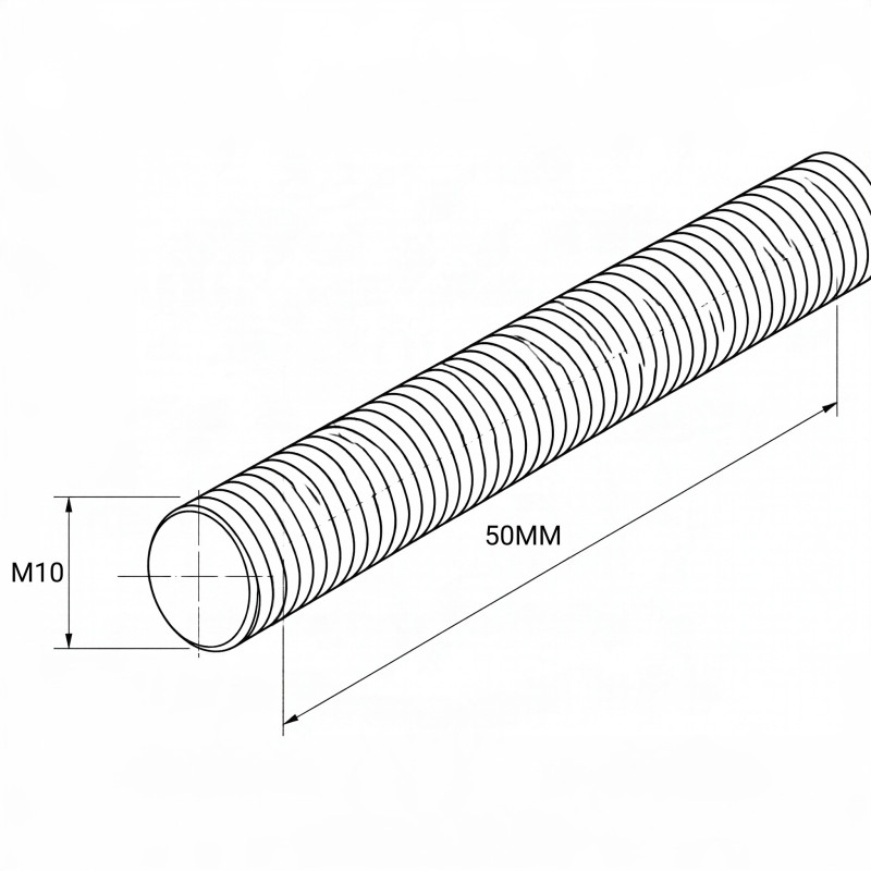Set Screw M10x50 mm AISI 304 Threaded Stud | Strofix