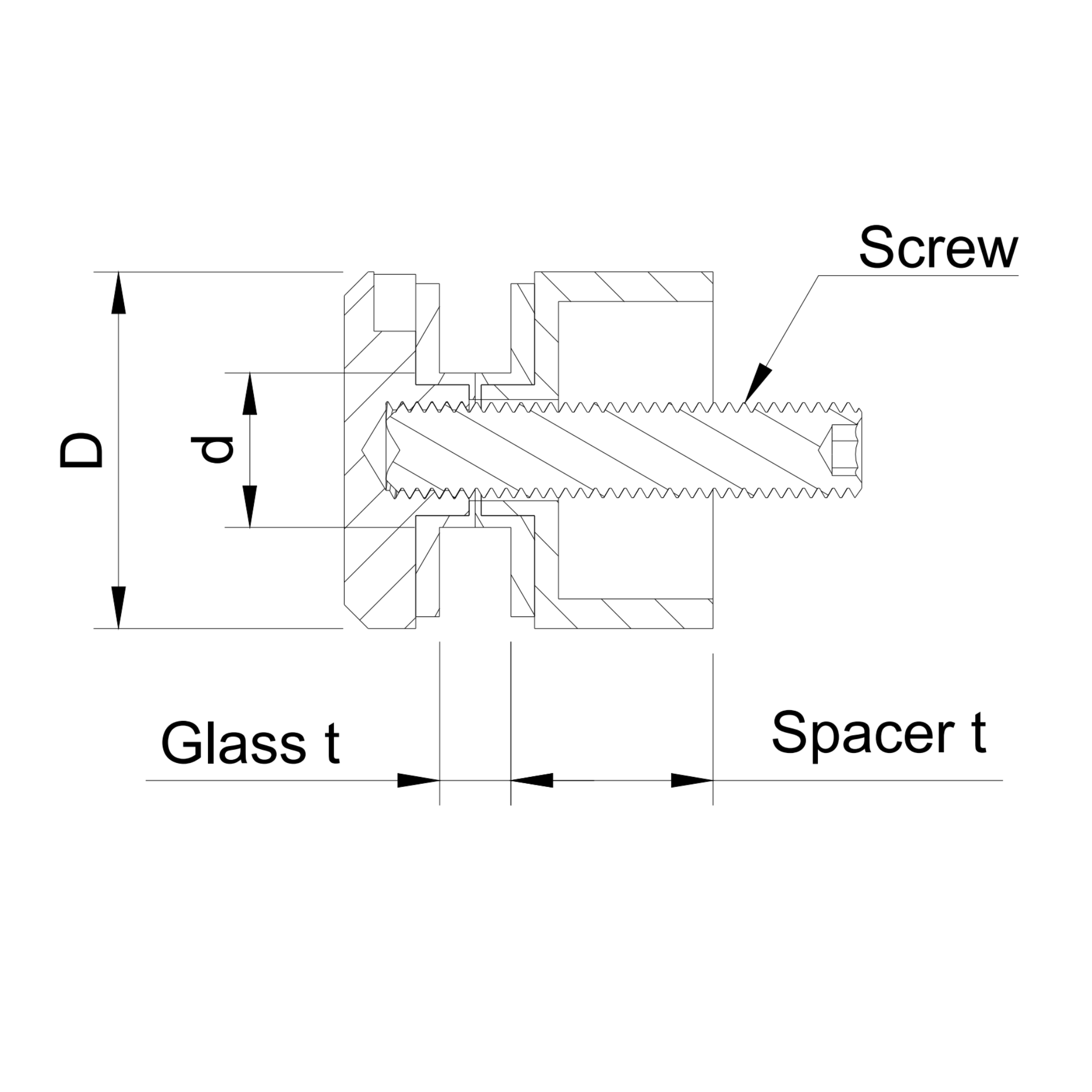 Glass adaptor D30, SS, satin - Strofix